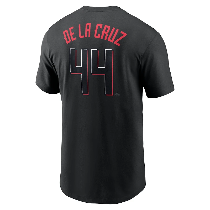 T-shirt Nike Elly de La Cruz noir pour homme des Reds Cincinnati City Connect Fuse avec nom et numéro