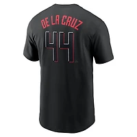 T-shirt Nike Elly de La Cruz noir pour homme des Reds Cincinnati City Connect Fuse avec nom et numéro