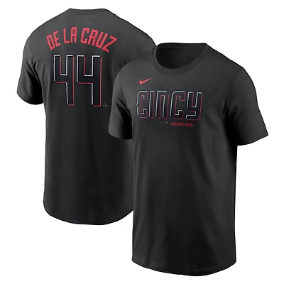 T-shirt Nike Elly de La Cruz noir pour homme des Reds Cincinnati City Connect Fuse avec nom et numéro
