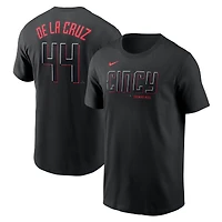 T-shirt Nike Elly de La Cruz noir pour homme des Reds Cincinnati City Connect Fuse avec nom et numéro