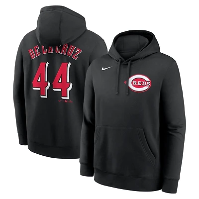 Sweat à capuche en molleton Nike Elly de La Cruz noir pour homme, avec nom et numéro du joueur des Reds Cincinnati