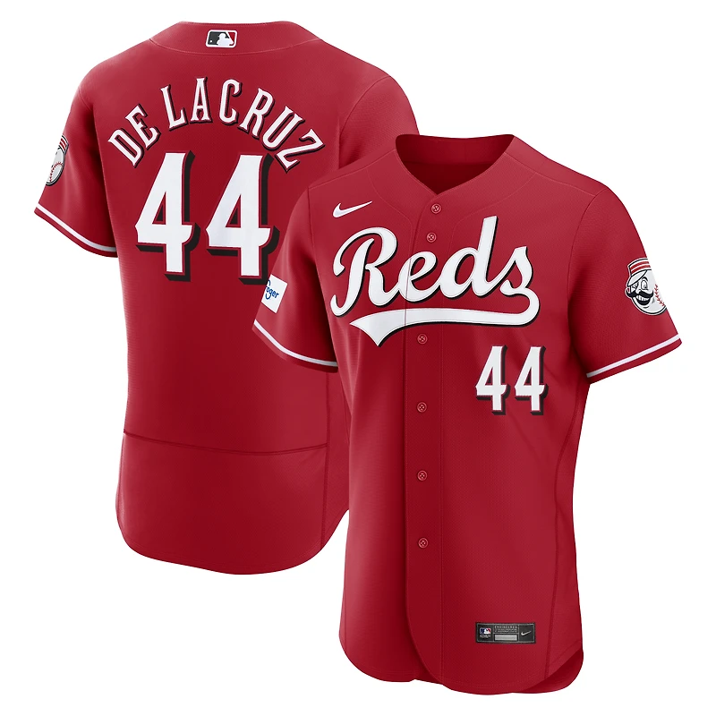 Men's Nike Elly De La Cruz White Cincinnati Reds Home Authentic Sponsor Patch Jersey