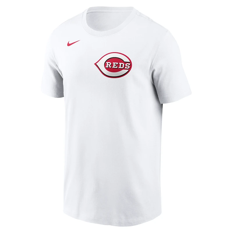 T-shirt Nike Elly de La Cruz blanc pour homme, avec nom et numéro des Reds Cincinnati