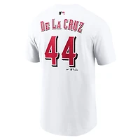 Men's Nike Elly De La Cruz White Cincinnati Reds Name & Number T-Shirt