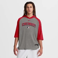 T-shirt à capuche Nike Authentic collection Flux Dri-FIT gris pour homme, manches raglan 3/4