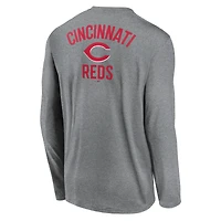 Men's Nike Heather Charcoal Cincinnati Reds 2-Hit Legend Dri-FIT Long Sleeve T-Shirt
