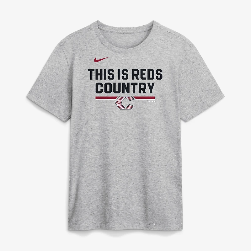 T-shirt Nike pour homme, gris chiné, Cincinnati Reds 2026 City Connect, logo d'équipe.