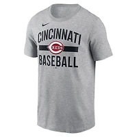T-shirt arqué Nike pour homme, gris chiné, des Cincinnati Reds