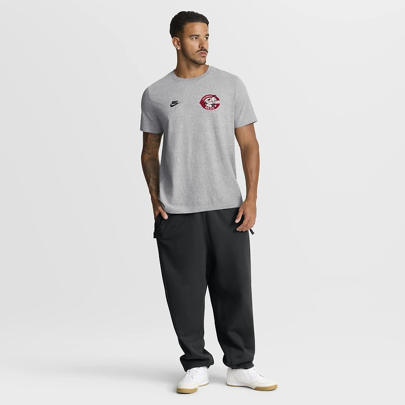 Men's Nike Heather Gray Cincinnati Reds Cooperstown 2-Hit T-Shirt