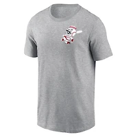 Men's Nike Heather Gray Cincinnati Reds Cooperstown Collection Large Logo 2-Hit T-Shirt