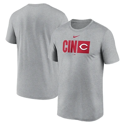 Men's Nike  Heather Gray Cincinnati Reds Tricode Legend Performance T-Shirt