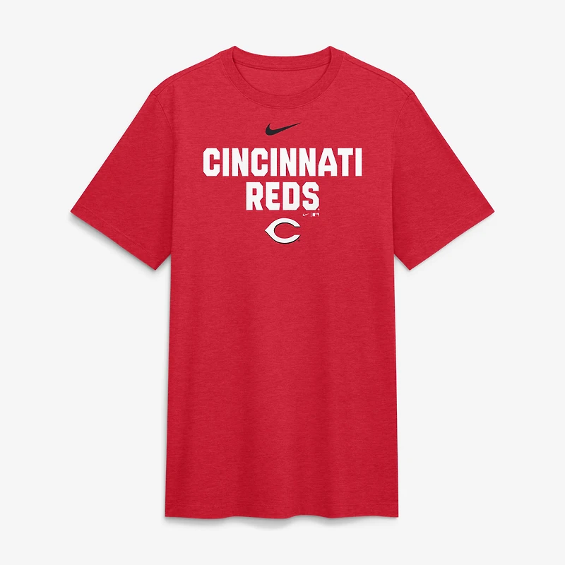 Men's Nike Heather Red Cincinnati Reds Stacked Tri-Blend T-Shirt