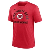 T-shirt Nike Heather Red Cincinnati Reds Swing Big Tri-Blend pour homme