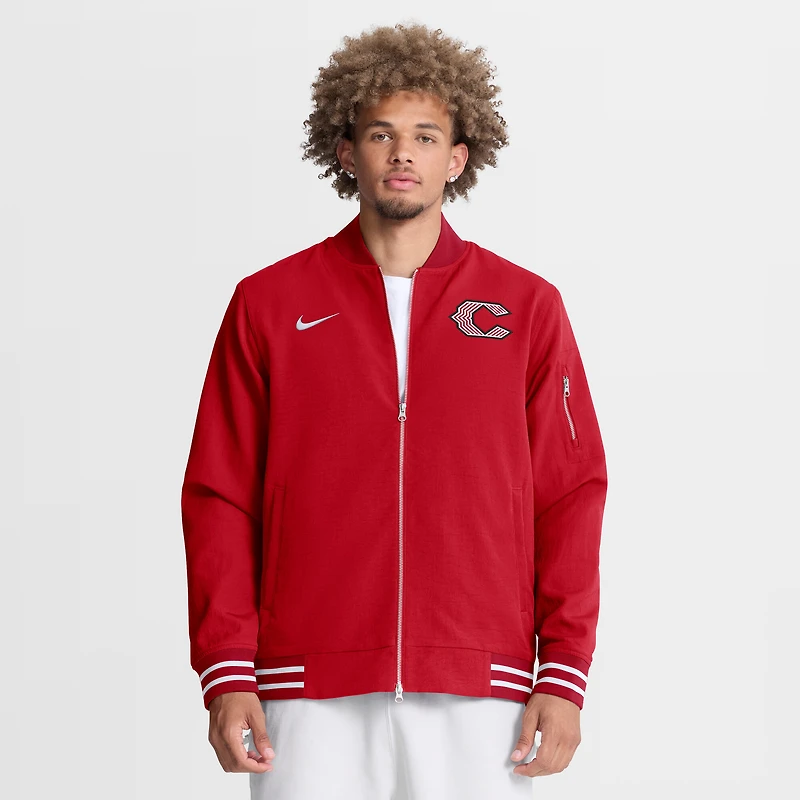 Men's Nike Red Cincinnati Reds 2026 City Connect Authentic Collection Relaxed Full-Zip Bomber Jacket