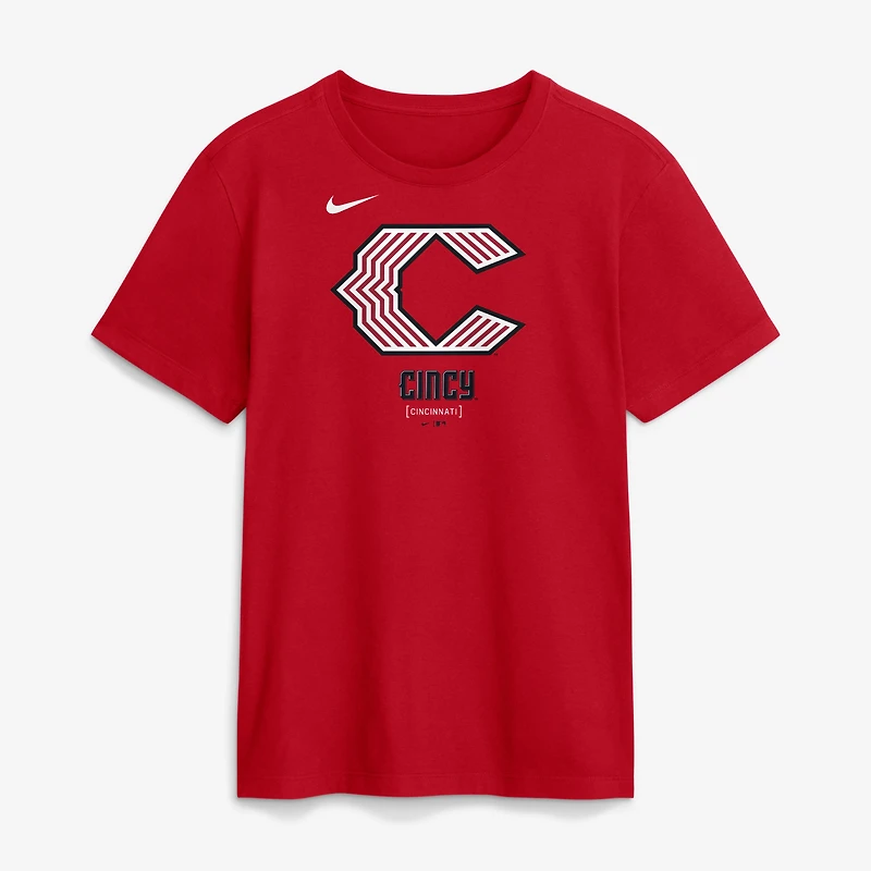 T-shirt Nike rouge pour homme, logo City Connect 2026 des Cincinnati Reds.