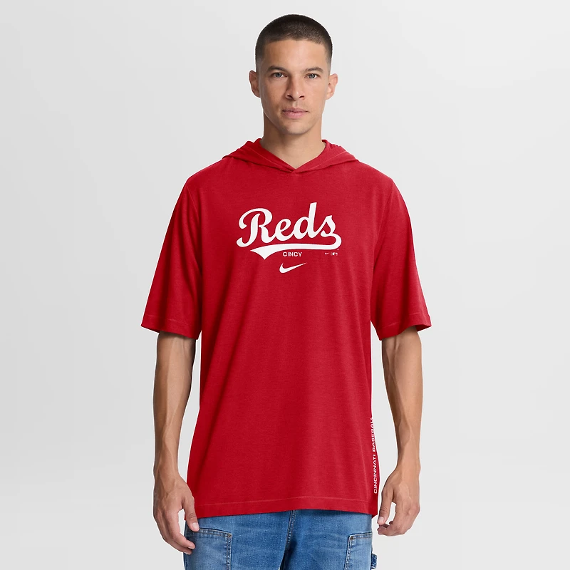 Men's Nike Red Cincinnati Reds Arched Wordmark Tri-Blend Hooded T-Shirt
