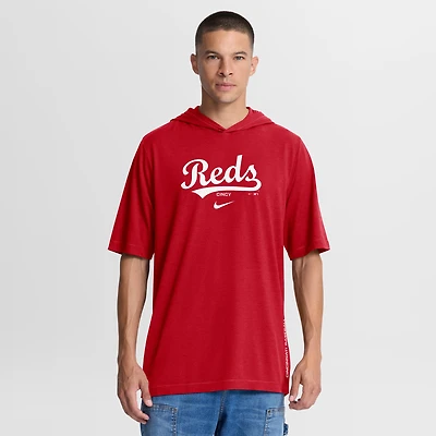 T-shirt à capuche Nike rouge Cincinnati Reds pour homme, en mélange de trois matières.
