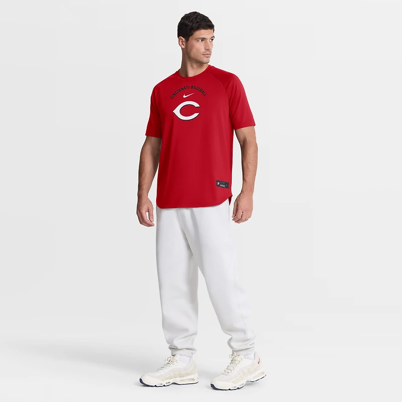 Men's Nike Red Cincinnati Reds Authentic Collection Batting Practice Pre-Game Raglan Dri-FIT Top