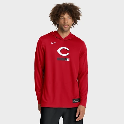 T-shirt à capuche manches longues Nike Authentic Collection Dri-FIT pour homme, rouge Cincinnati Reds