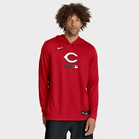 T-shirt à capuche manches longues Nike Authentic Collection Dri-FIT pour homme, rouge Cincinnati Reds