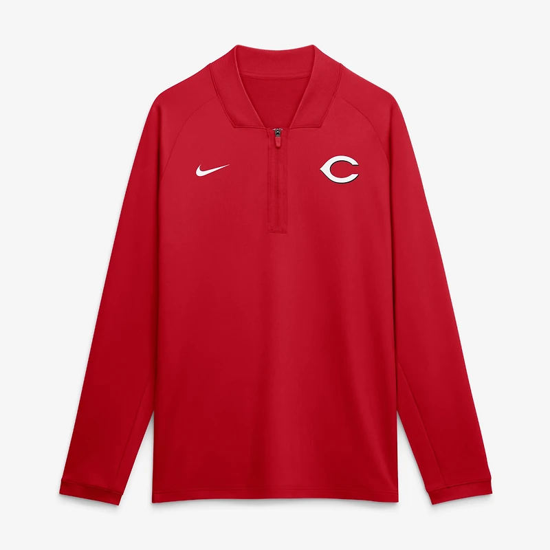Pull-over Nike Authentic Collection Dri-FIT Raglan demi-zip pour homme, rouge, Cincinnati Reds.
