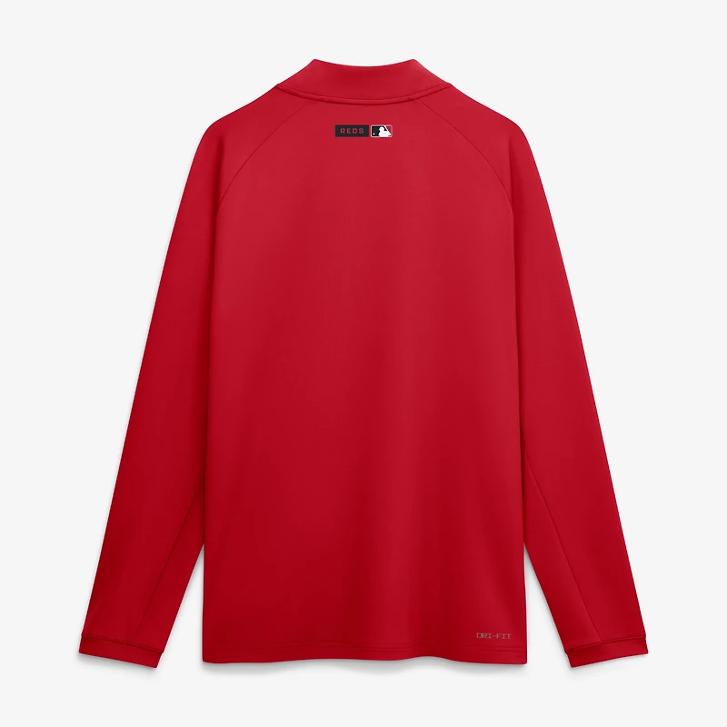 Pull-over Nike Authentic Collection Dri-FIT Raglan demi-zip pour homme, rouge, Cincinnati Reds.