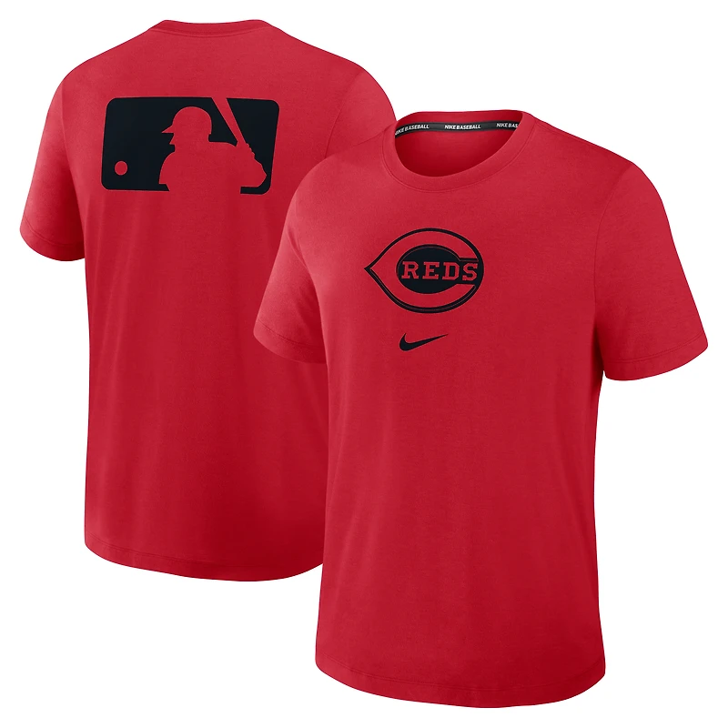 T-shirt Nike rouge pour homme, collection authentique des Reds de Cincinnati, Tri-Blend Dri-FIT, coupe Early Work