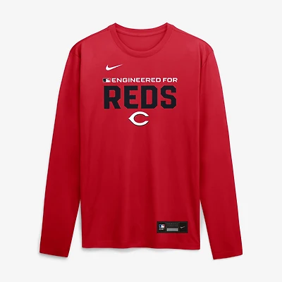 T-shirt à manches longues Nike Legend Dri-FIT Authentic Collection pour homme, rouge Cincinnati Reds