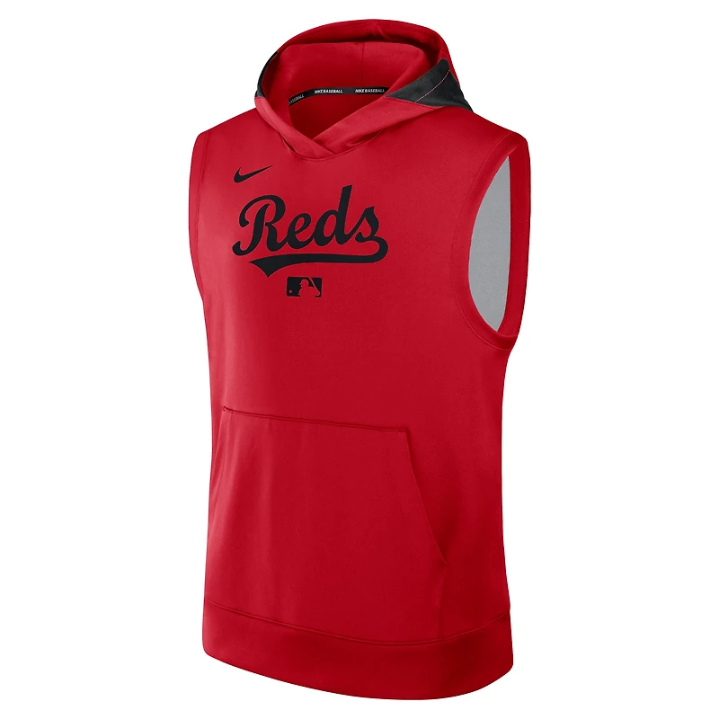 Sweat à capuche sans manches Nike Red Cincinnati Reds Authentic Collection Performance pour homme