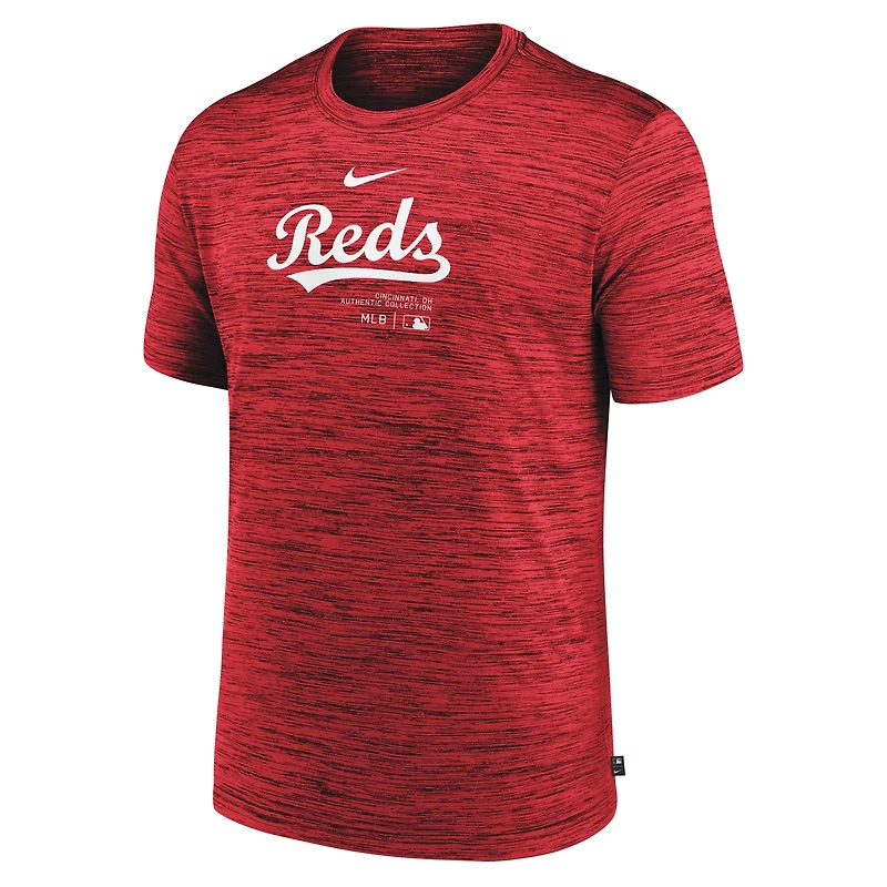 T-shirt d'entraînement Velocity Performance Nike rouge Cincinnati Reds Authentic Collection pour homme