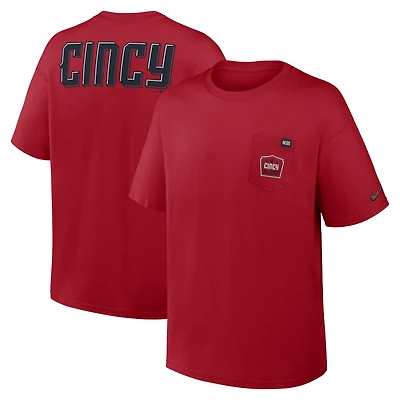 T-shirt à poche Nike City Connect Max90 rouge Cincinnati Reds pour homme