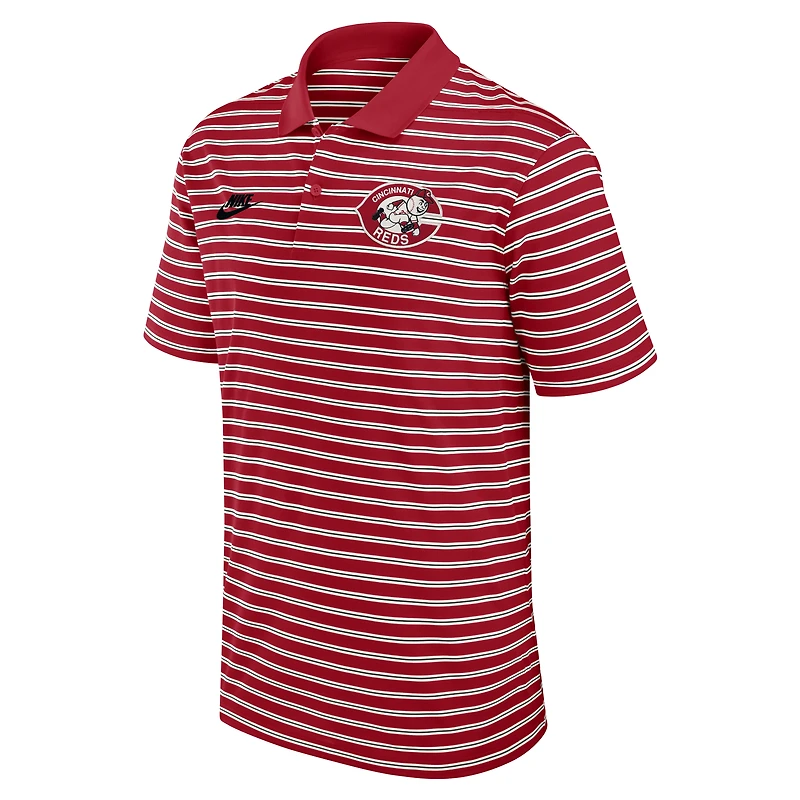 Men's Nike  Red Cincinnati Reds Cooperstown Collection Dri-FIT Victory Striped Polo