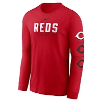 T-shirt à manches longues Nike rouge Cincinnati Reds Repeater pour homme