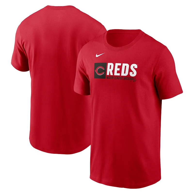 T-shirt Nike rouge Team Block des Cincinnati Reds pour homme