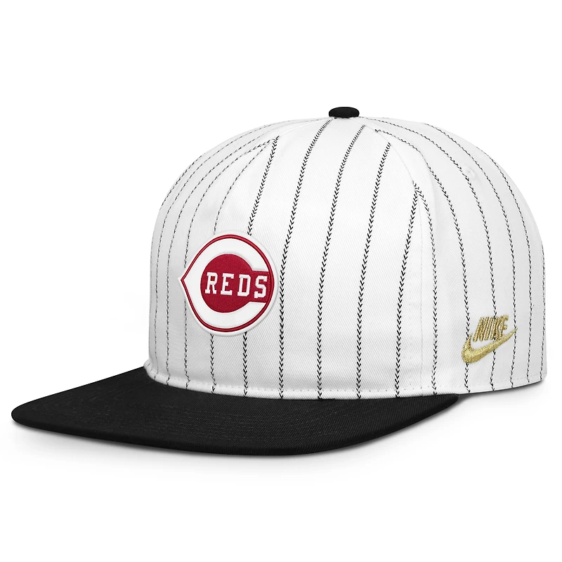 Casquette ajustable Nike Pro Cincinnati Reds Cooperstown Collection blanche et noire pour homme