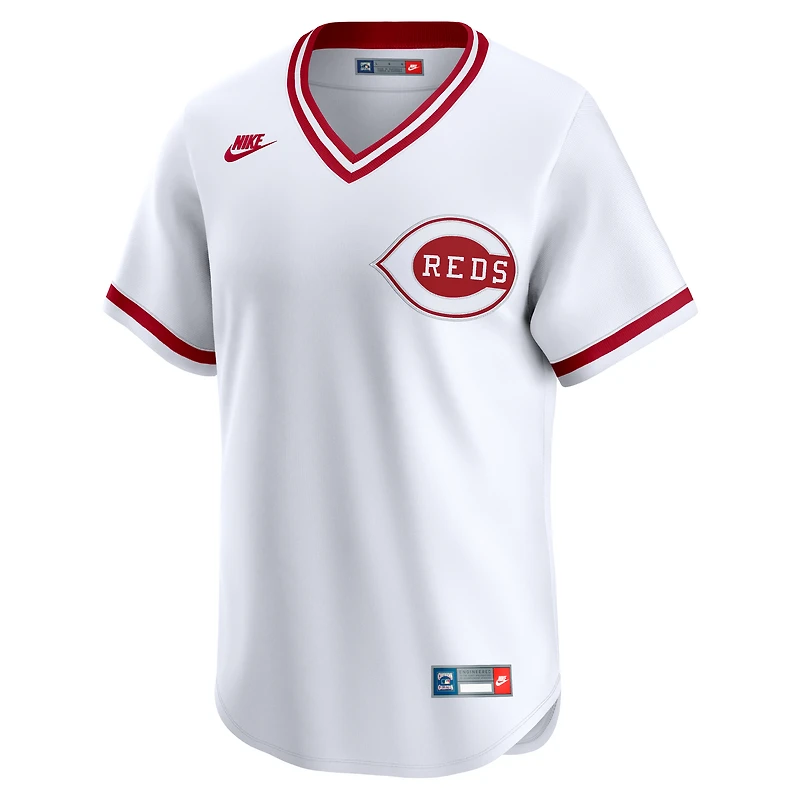 Maillot Nike blanc pour homme des Reds de Cincinnati, collection Cooperstown, édition limitée