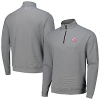 Men's Peter Millar Black Cincinnati Reds Perth Sugar Stripe Performance Quarter-Zip Top