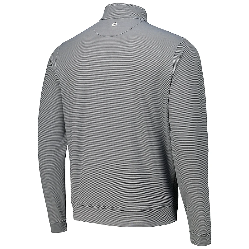 Men's Peter Millar Black Cincinnati Reds Perth Sugar Stripe Performance Quarter-Zip Top