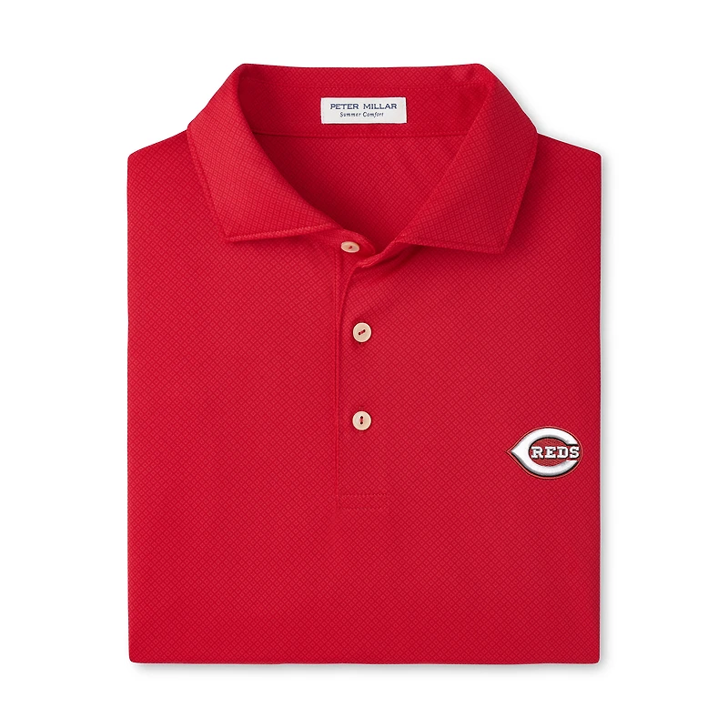 Polo de performance Hugo rouge Peter Millar pour homme, modèle Cincinnati Reds.