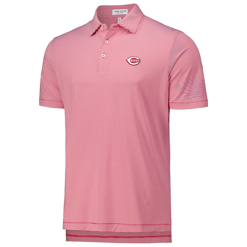 Polo en jersey extensible à rayures Jubilee Peter Millar Red Cincinnati Reds pour hommes