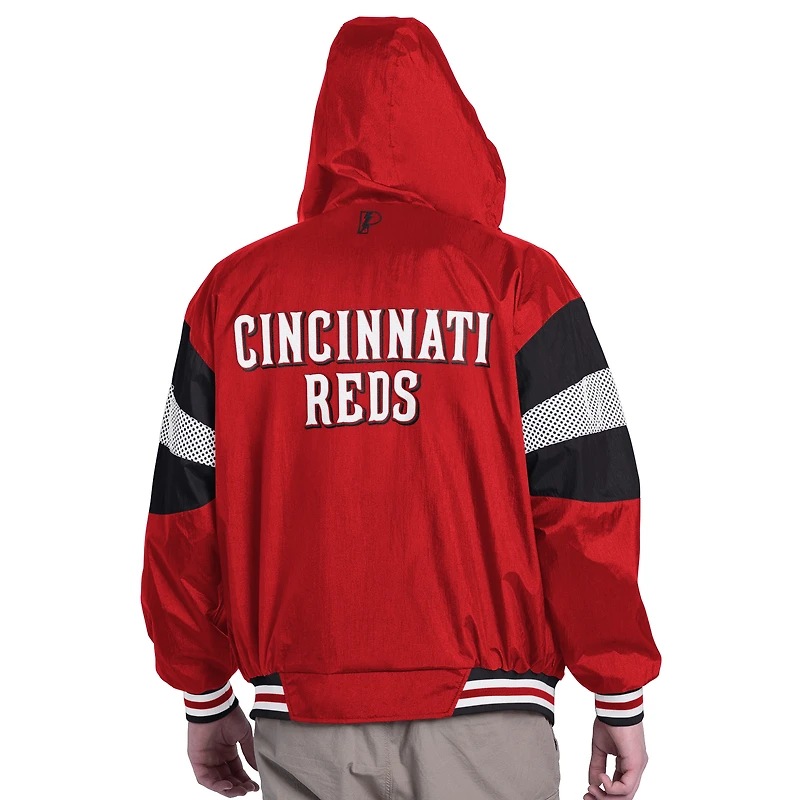Men's Pro Player Red/Black Cincinnati Reds Legacy Lightweight Full-Zip Hooded Jacket