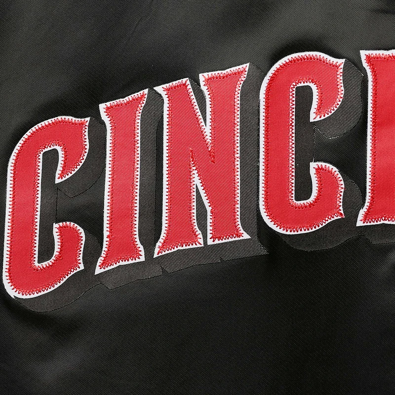 Men's Pro Standard Black Cincinnati Reds Wordmark Satin Full-Snap Jacket