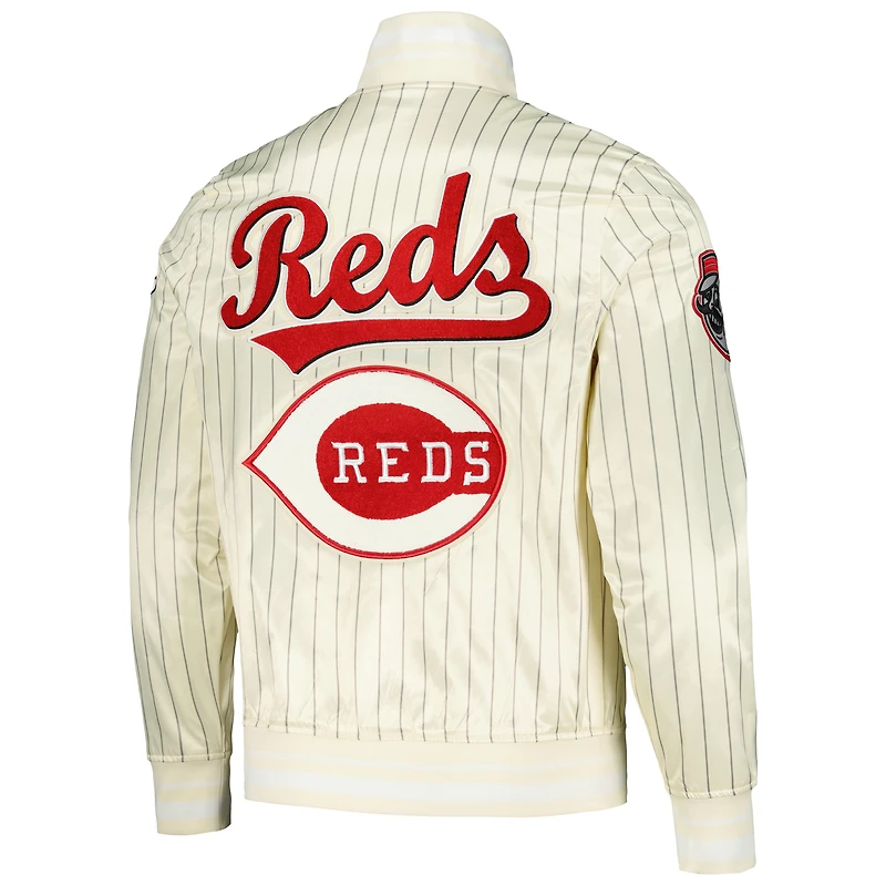 Veste à bouton-pression classique rétro en satin fines rayures Pro Standard pour hommes, Cincinnati Reds, collection Cooperstown