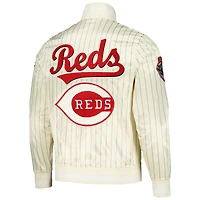 Veste à bouton-pression classique rétro en satin fines rayures Pro Standard pour hommes, Cincinnati Reds, collection Cooperstown