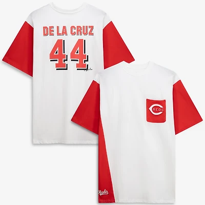 Profil masculin Elly De La Cruz T-shirt blanc/rouge Cincinnati Reds grandes tailles avec nom et numéro du joueur