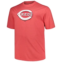 T-shirt pour hommes Profile Heather Red Cincinnati Reds Big & Tall avec logo vieilli