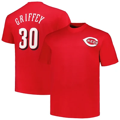 Profil pour homme Ken Griffey Rouge Cincinnati Reds Big & Tall Cooperstown Collection Nom et numéro du joueur T-shirt