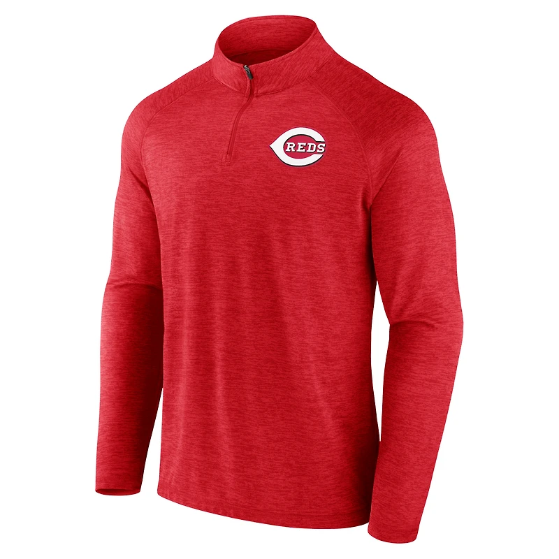 Men's Profile Red Cincinnati Reds Big & Tall Raglan Quarter-Zip Top