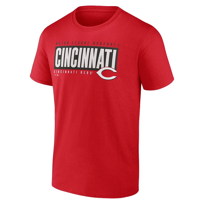 Men's  Red Cincinnati Reds Blocked Out T-Shirt