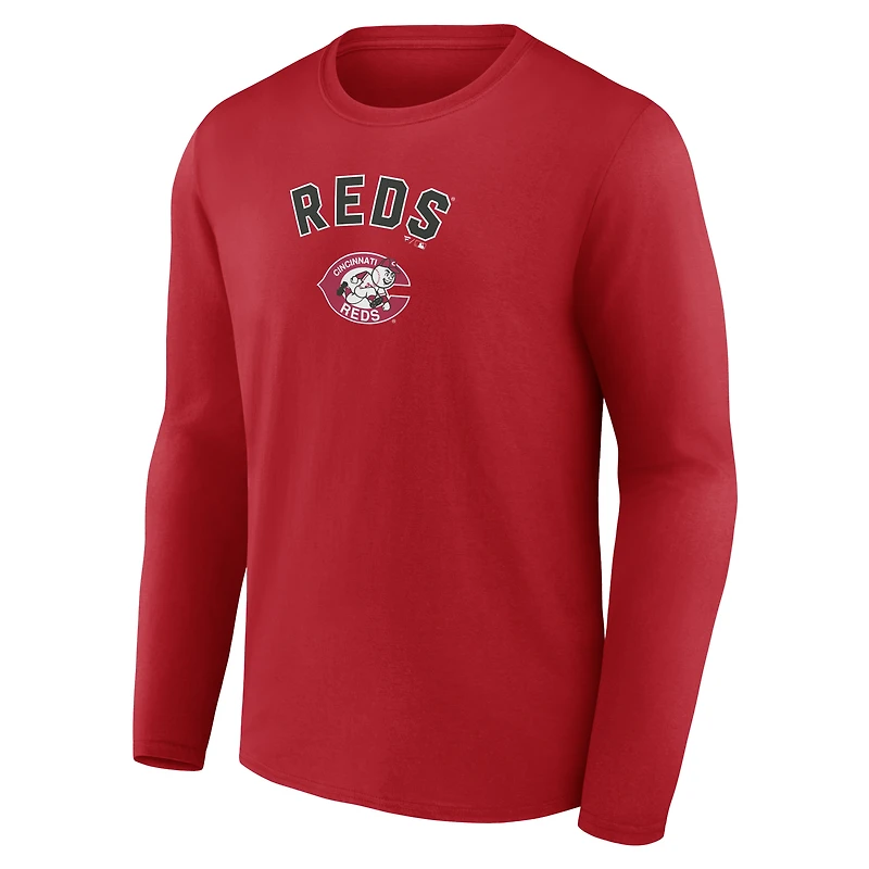 Men's Red Cincinnati Reds Cooperstown Collection Winning Streak Custom Long Sleeve T-Shirt